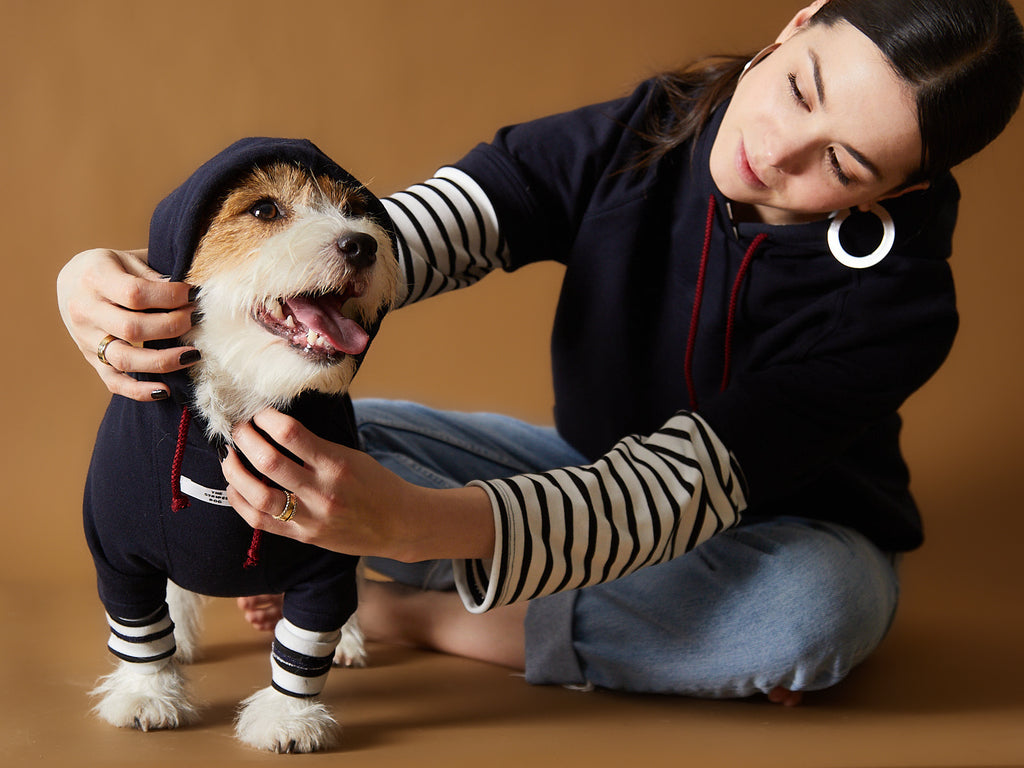 Matching human and dog hoodies
