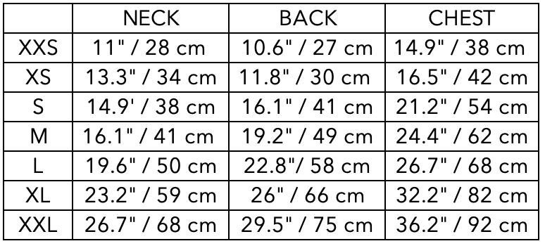 Size Guide for Terracotta Reversible Waterproof Jacket SUNSET