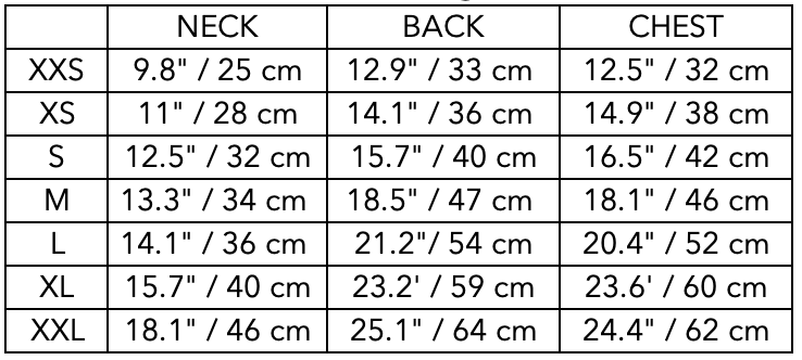 Size Guide for Italian Greyhound / Whippet Lilac T-shirt BALZAC