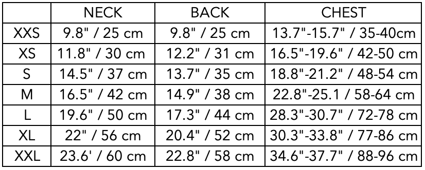 Size Guide for Blue Waterproof Turtleneck Jacket RUE