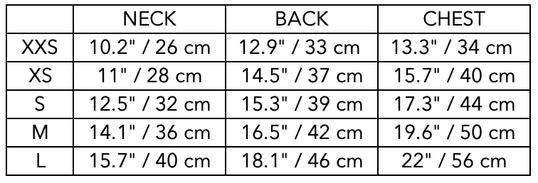 Size Guide for Dachshund Sand Hoodie BRIE