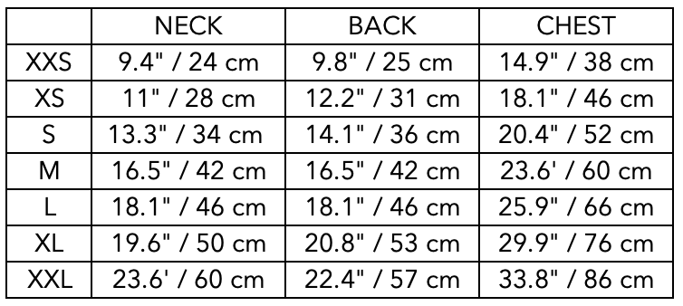 Size Guide for Turtleneck Sweater BELLE