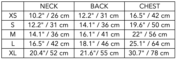 Size Guide for Tricolor Hoodie Sweater GABRIELLE