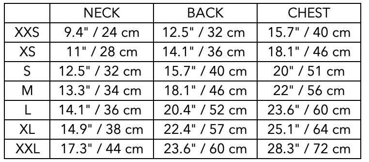 Size Guide for Italian Greyhound / Whippet Color-Block Turtleneck Vest SHEAR
