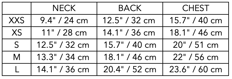 Size Guide for Dachshund Color-Block Turtleneck Vest SHEAR