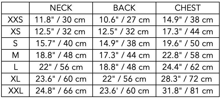 Size Guide for Sand Textured Hooded Vest BIRCH