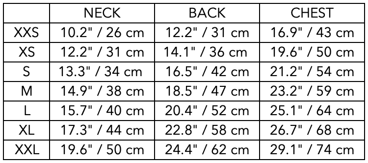 Size Guide for Italian Greyhound / Whippet Black Textured Hooded Vest BIRCH