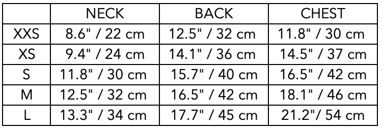 Size Guide for Dachshund Sand and Cream Striped Turtleneck Sweater REED