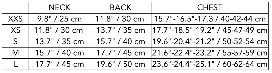 Size Guide for Dachshund Gray Herringbone Jacket TWILL