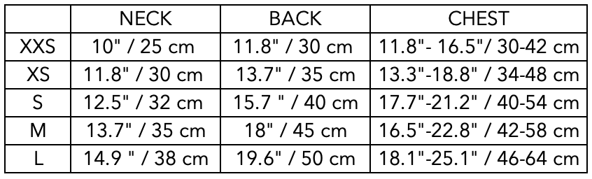 Size Guide for Dachshund Striped Knit Sweater KYRA