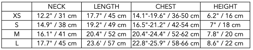 Size Guide for Dachshund Beige Turtleneck Coat FAWN