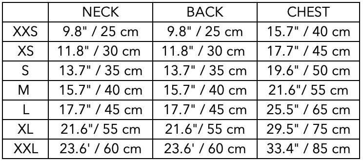 Size Guide for Ivory Sherpa Vest MILAN