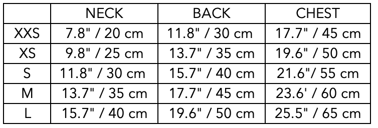 Size Guide for Dachshund Ivory Sherpa Vest MILAN