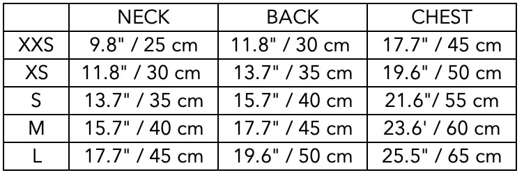 Size Guide for Dachshund Quilted Hooded Vest DUNE