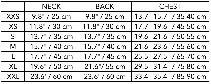 Size Guide for Orange Puffer Turtleneck Jacket EMBER