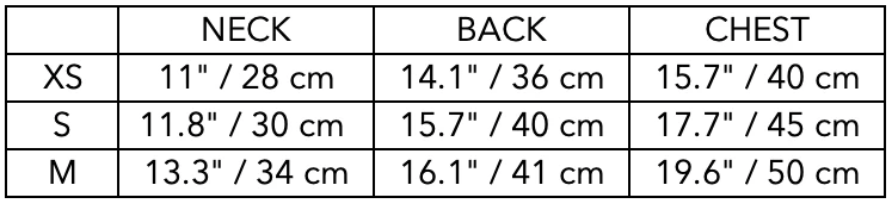 Size Guide for Dachshund Tricolor Hoodie Sweater GABRIELLE