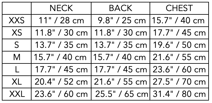 Size Guide for Standard Quilted Turtleneck Coat VELA