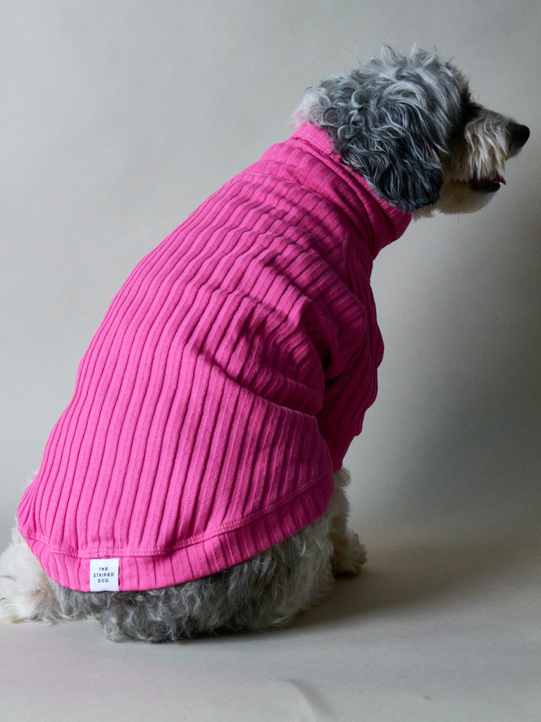 Pink Ribbed Turtleneck Sweater PRISMA