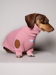 Dachshund Pink Ribbed Sweater with Patches MIST