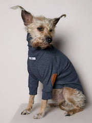 Standard Heather Blue Ribbed Sweater with Patches MIST