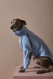 Italian Greyhound / Whippet Light Blue Turtleneck Sweater with Patches CAIRO