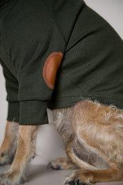 Standard Olive Green Ribbed Sweater with Patches MIST