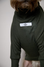 Standard Olive Green Ribbed Sweater with Patches MIST