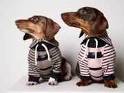 Dachshund Pink and Black Striped Sweater LINE