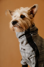 Plaid Black and White Jaqcuard Turtleneck Sweater YVES