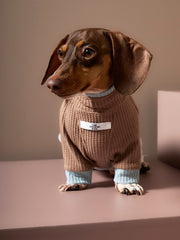 Dachshund Mokka Waffle Sweater GRAIN