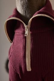 Italian Greyhound / Whippet Burgundy Sweater with Zipper KNIT