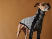 Italian Greyhound / Whippet Plaid Turtleneck Black and White Jacquard Sweater YVES