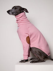 Italian Greyhound / Whippet Pink Ribbed Sweater with Patches MIST