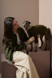Italian Greyhound / Whippet Green Quilted Bomber Jacket MOSS