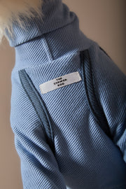 Light Blue Turtleneck Sweater with Patches CAIRO