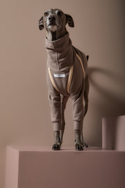Italian Greyhound / Whippet Taupe Turtleneck Sweater with Patches CAIRO