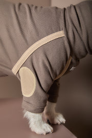 Taupe Turtleneck Sweater with Patches CAIRO