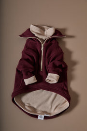 Dachshund Burgundy Sweater with Zipper KNIT