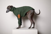 Italian Greyhound / Whippet Olive Green Ribbed Sweater with Patches MIST