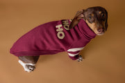 Dachshund Burgundy Christmas Sweater HOHOHO