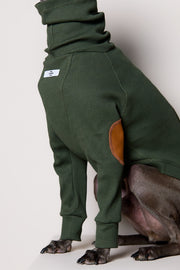 Italian Greyhound / Whippet Olive Green Ribbed Sweater with Patches MIST