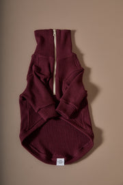 Italian Greyhound / Whippet Burgundy Sweater with Zipper KNIT