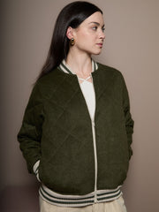 Human Green Quilted Bomber Jacket FLINT