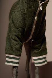 Italian Greyhound / Whippet Green Quilted Bomber Jacket MOSS