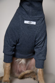 Standard Heather Blue Ribbed Sweater with Patches MIST