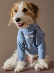 Light Blue Turtleneck Sweater with Patches CAIRO