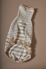 Italian Greyhound / Whippet Sand and Cream Striped Turtleneck Sweater REED