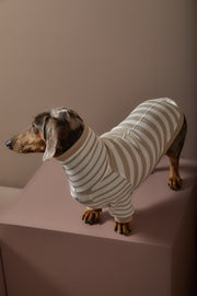 Dachshund Sand and Cream Striped Turtleneck Sweater REED