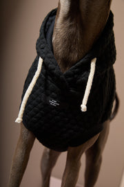 Italian Greyhound / Whippet Black Textured Hooded Vest BIRCH