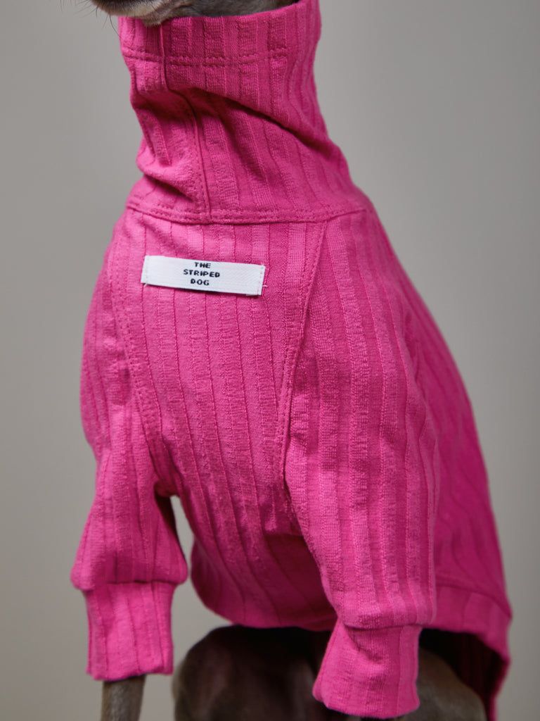 Italian Greyhound / Whippet Pink Ribbed Turtleneck Sweater PRISMA